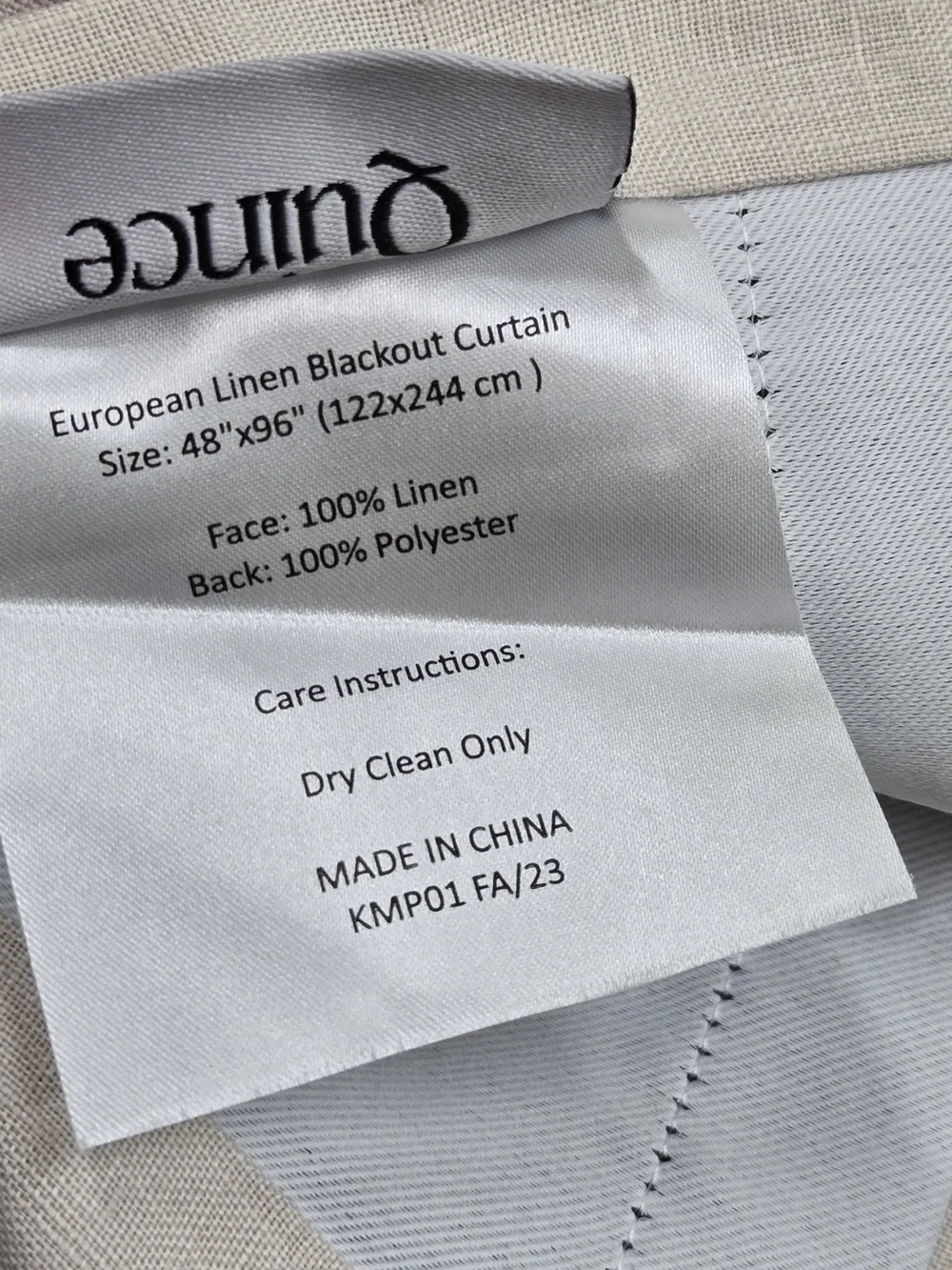 NWT QUINCE Set Of 2 48x96 European Linen True Blackout Curtains Cloud 9197